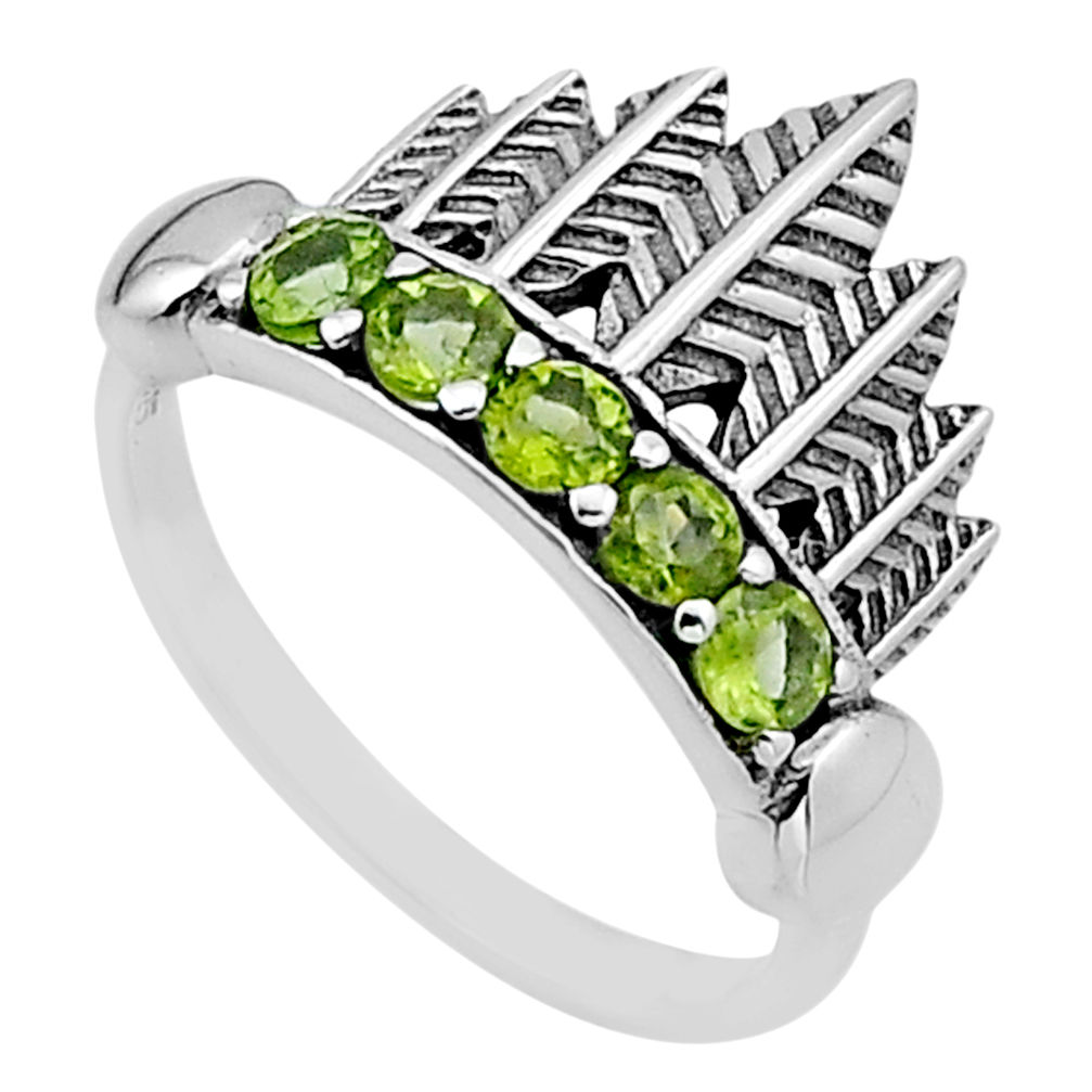 1.75cts crown natural green peridot round 925 sterling silver ring size 7 n54765