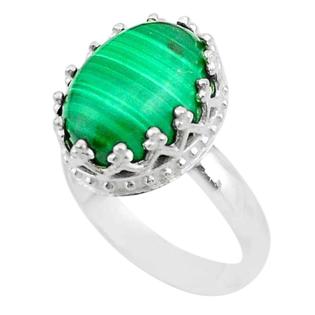 6.54cts crown natural malachite (pilot's stone) silver ring size 7 t43402