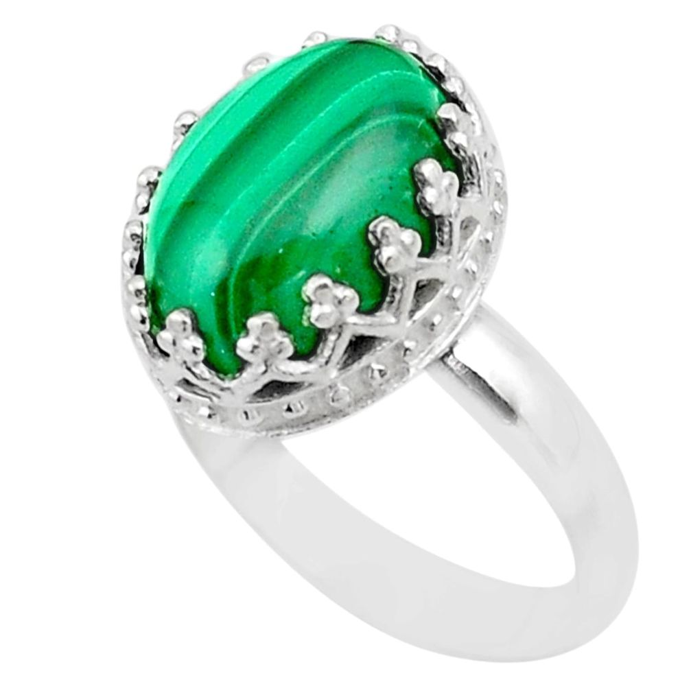 6.80cts crown natural malachite (pilot's stone) silver ring size 7 t43405