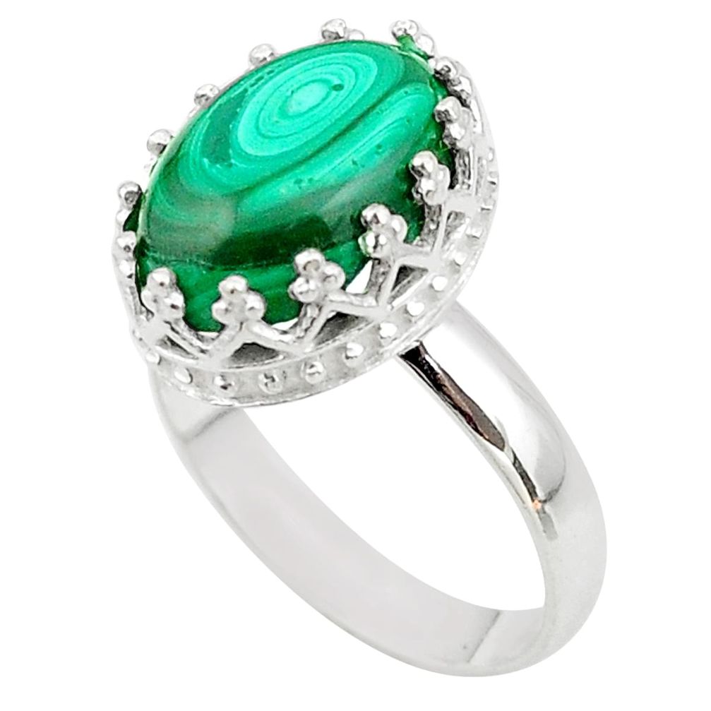 6.48cts crown natural malachite (pilot's stone) silver ring size 8 t43388