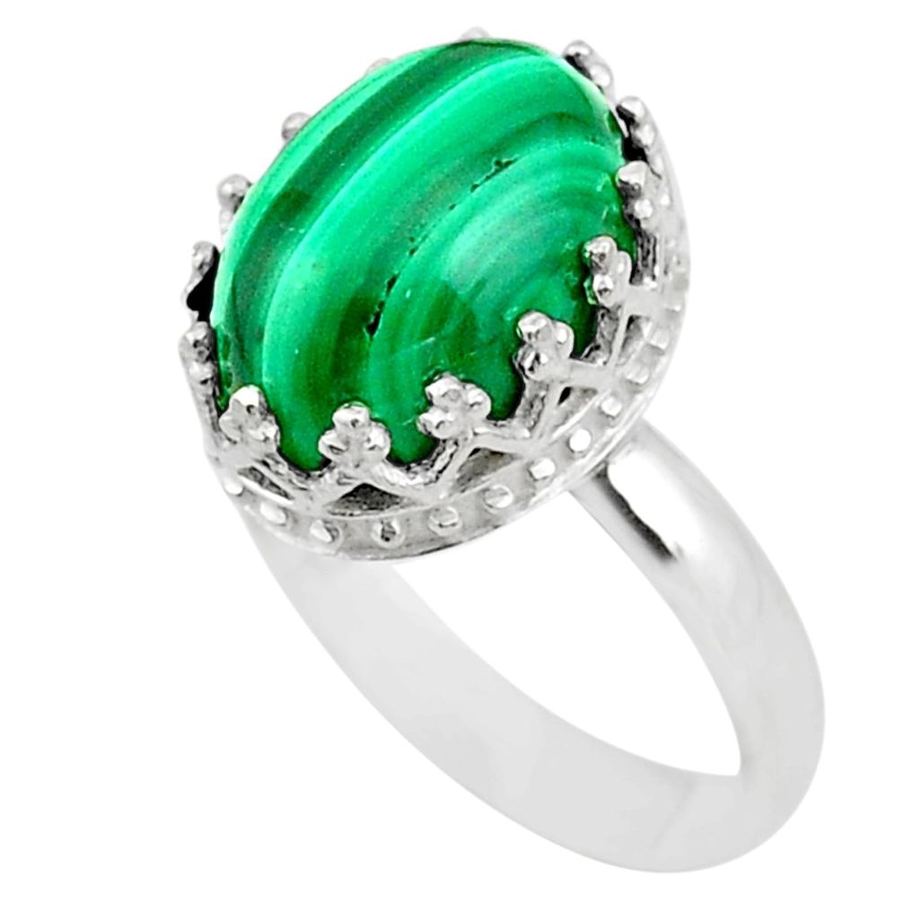 6.84cts crown natural malachite (pilot's stone) silver ring size 8 t43407