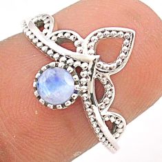0.44cts crown natural rainbow moonstone silver solitaire ring size 6.5 t84040