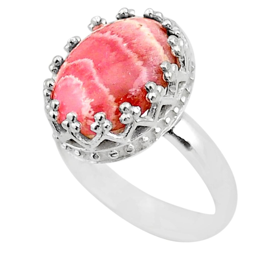 6.27cts crown natural rhodochrosite inca rose 925 silver ring size 7 t43411