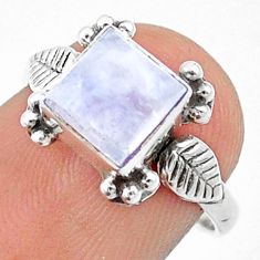 2.57cts deltoid leaf natural rainbow moonstone 925 silver ring size 6.5 u21026