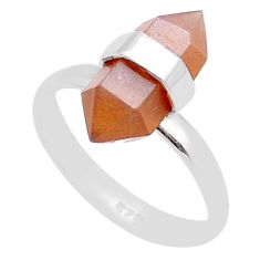 6.03cts double pointer natural pink moonstone 925 silver ring size 8.5 u72761