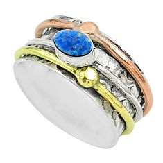 Doublet opal australian 925 silver two tone spinner band ring size 8.5 t51555