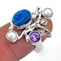 Doublet opal australian amethyst silver angel wings fairy ring size 7.5 n46296