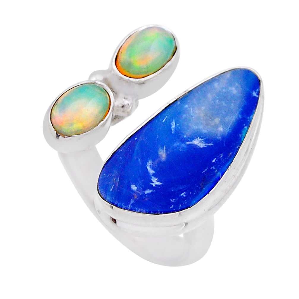 Doublet opal australian ethiopian opal 925 silver adjustable ring size 6 n53901