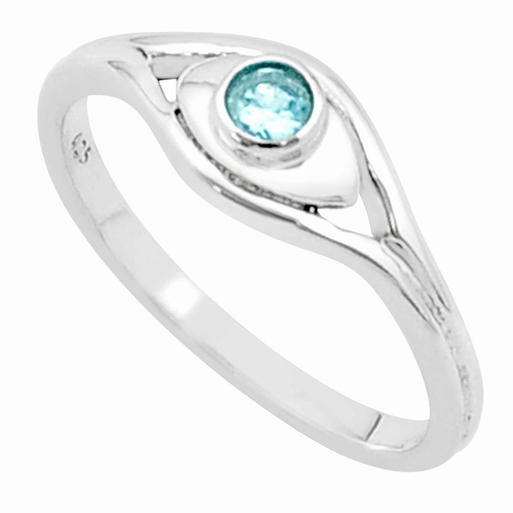 0.26cts evil eye natural blue topaz 925 sterling silver ring size 9 u37015