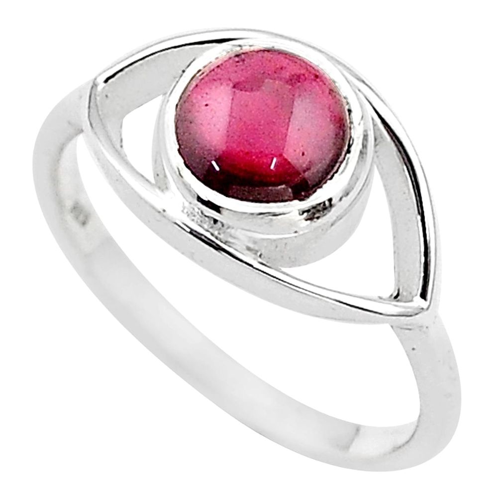 2.42cts evil eye natural red garnet 925 sterling silver ring size 8 t69341