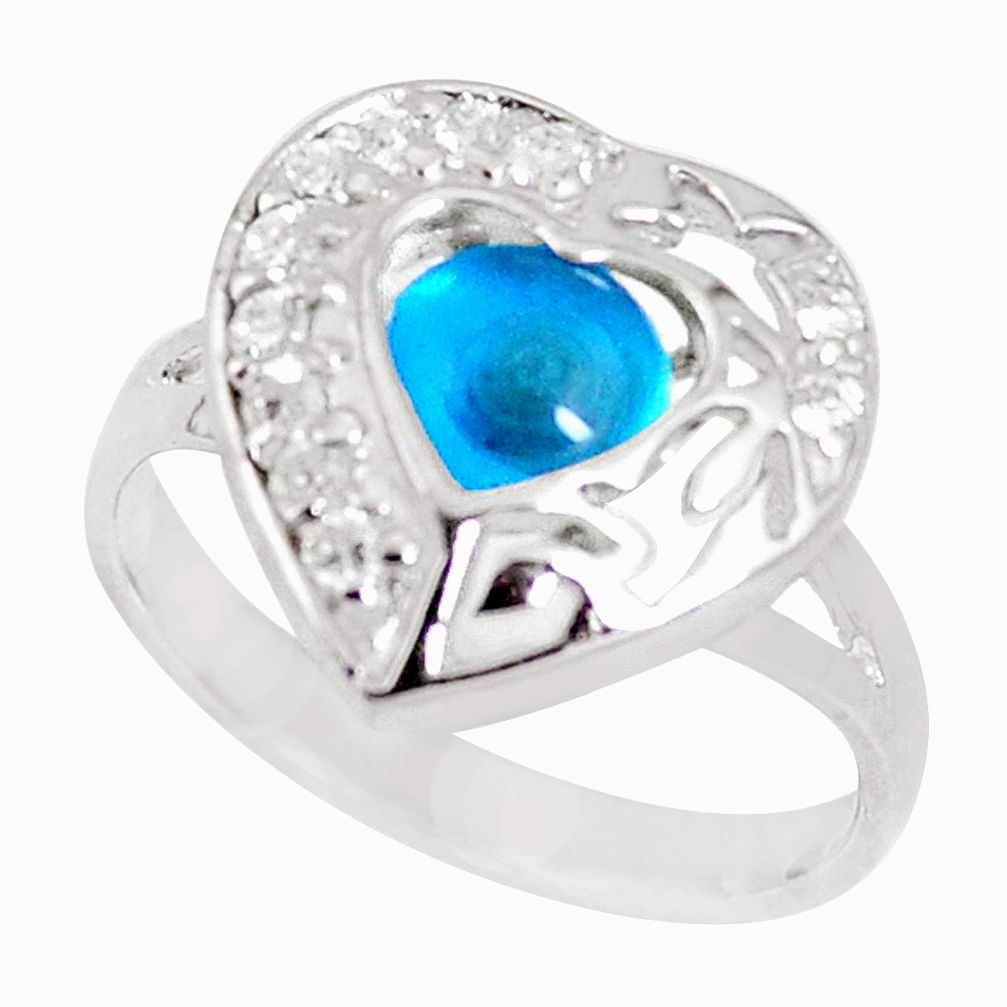 LAB 3.32cts blue evil eye talismans topaz 925 sterling silver ring size 8 c18696