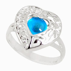LAB 3.32cts blue evil eye talismans topaz 925 sterling silver ring size 8 c18696