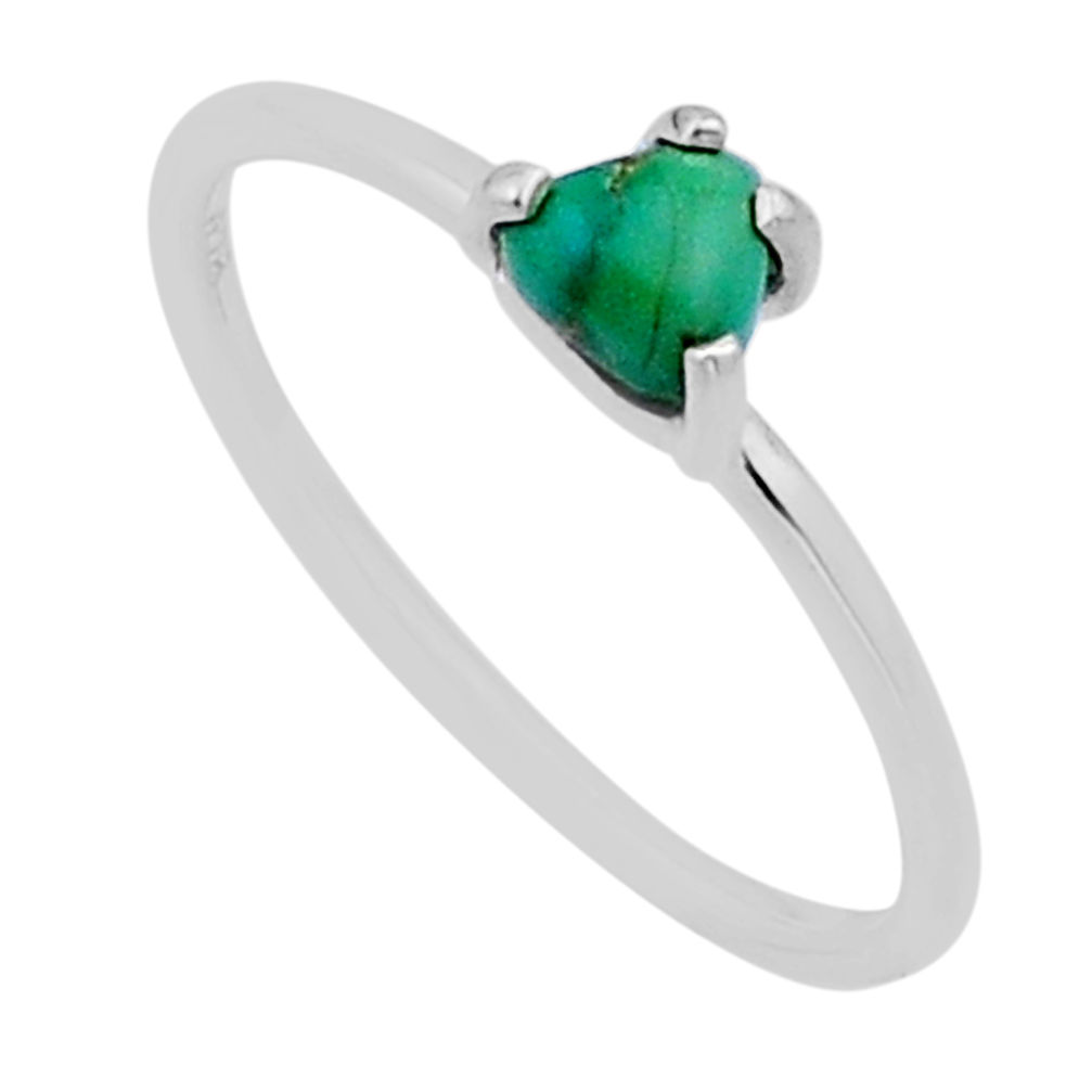 0.82cts faceted blue arizona mohave turquoise trillion silver ring size 9 n53119