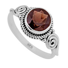 2.58cts faceted brown smoky topaz 925 sterling silver ring jewelry size 6 n47545