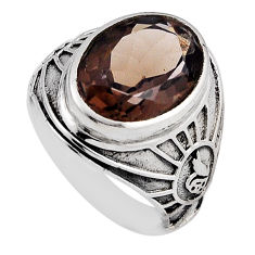 6.67cts faceted brown smoky topaz 925 sterling silver ring jewelry size 7 n27048