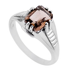1.96cts faceted brown smoky topaz 925 sterling silver ring jewelry size 7 n54921