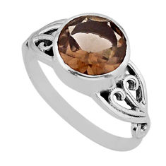 4.99cts faceted brown smoky topaz 925 sterling silver ring jewelry size 8 y80721