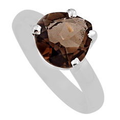 5.24cts faceted brown smoky topaz 925 sterling silver ring jewelry size 9 n35201