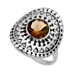 3.41cts faceted brown smoky topaz 925 sterling silver ring jewelry size 9 y82790