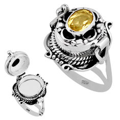 1.56cts faceted brown smoky topaz oval 925 silver poison box ring size 7 n39062