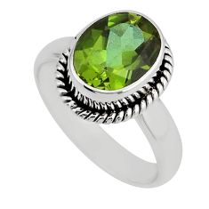 4.26cts faceted green alexandrite (lab) 925 sterling silver ring size 6 y54942