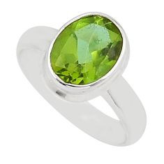 4.11cts faceted green alexandrite (lab) 925 sterling silver ring size 6.5 y46517