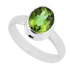 4.26cts faceted green alexandrite (lab) 925 sterling silver ring size 8.5 y55035