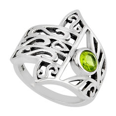 0.82cts faceted green peridot 925 silver hand of god hamsa ring size 7.5 y45667