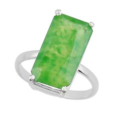 6.57cts faceted hydro natural green grass garnet 925 silver ring size 5.5 y25925