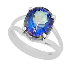 4.89cts faceted multi color rainbow topaz 925 sterling silver ring size 6 y25969