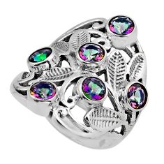 2.95cts faceted multi color rainbow topaz 925 sterling silver ring size 6 y82633