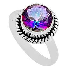 4.57cts faceted multi color rainbow topaz 925 sterling silver ring size 7 n24143