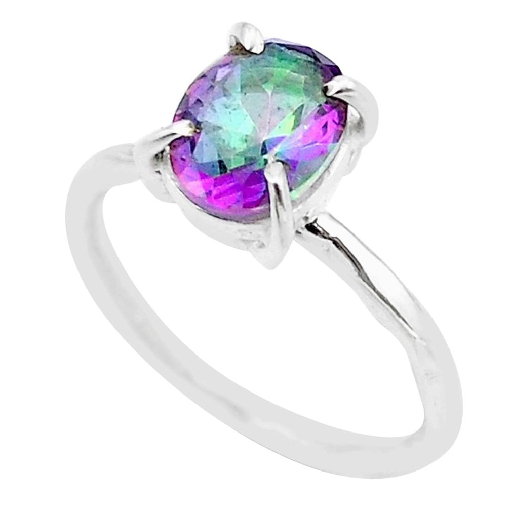 2.85cts faceted multi color rainbow topaz 925 sterling silver ring size 7 u39841