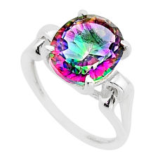 5.12cts faceted multi color rainbow topaz 925 sterling silver ring size 7 y78954