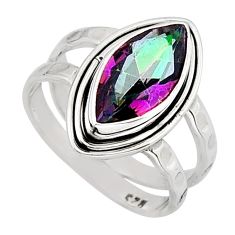 5.15cts faceted multi color rainbow topaz 925 sterling silver ring size 7 y79347
