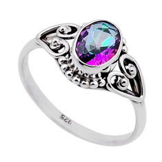 1.99cts faceted multi color rainbow topaz 925 sterling silver ring size 9 n47847