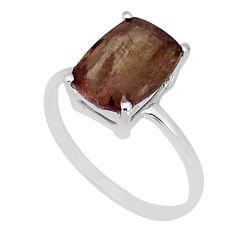 4.18cts faceted natural andalusite octagan sterling silver ring size 8.5 y2123