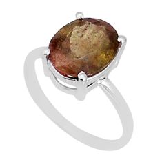 3.82cts faceted natural andalusite oval 925 sterling silver ring size 5.5 y2130