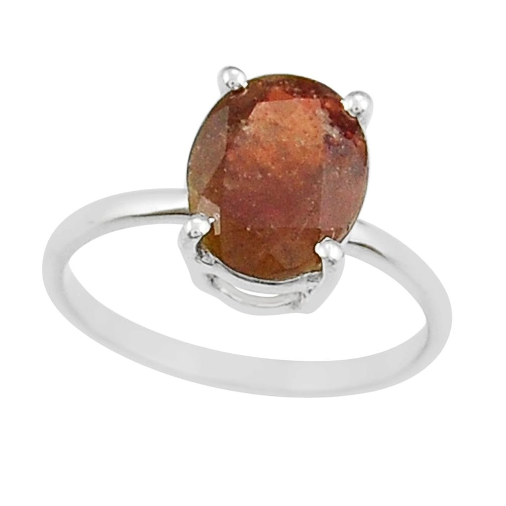 4.47cts faceted natural andalusite oval 925 sterling silver ring size 7.5 y25953