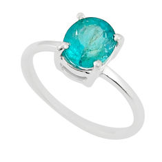 2.21cts faceted natural apatite (madagascar) 925 silver ring size 6.5 y25446
