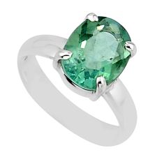 4.05cts faceted natural apatite (madagascar) oval silver ring size 5.5 y46698