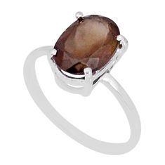 4.29cts faceted natural axinite oval 925 sterling silver ring size 8.5 y2025