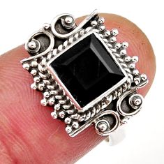 2.43cts faceted natural black onyx 925 sterling silver ring size 6.5 y39055