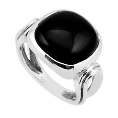 13.36cts faceted natural black onyx cushion sterling silver ring size 7 n54598