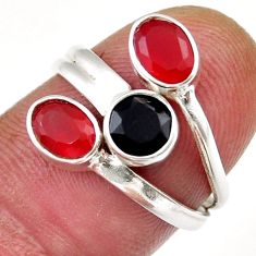 3.29cts faceted natural black onyx onyx 925 silver adjustable ring size 6 y39529
