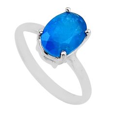 3.47cts faceted natural blue apatite (madagascar) silver ring size 5.5 n25890