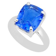 5.11cts faceted natural blue apatite (madagascar) silver ring size 5.5 y46644