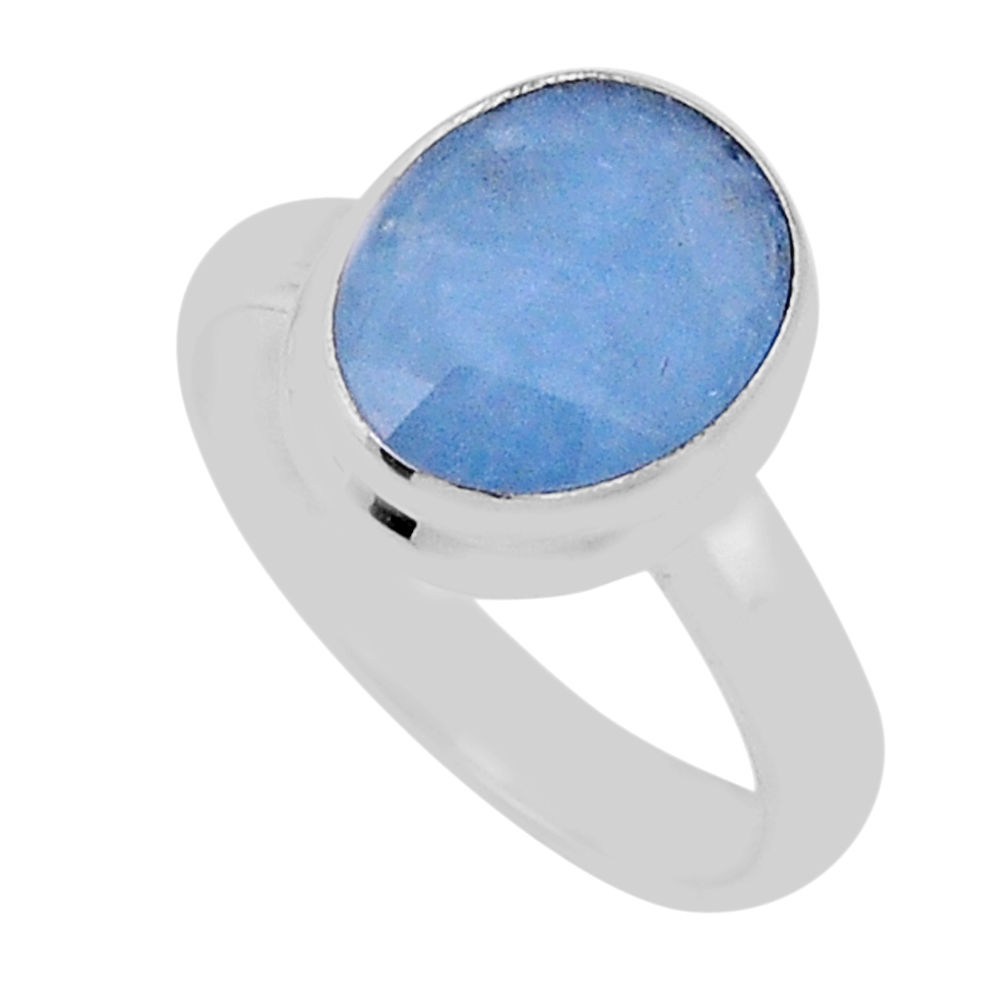 5.11cts faceted natural blue aquamarine 925 sterling silver ring size 7 n42056