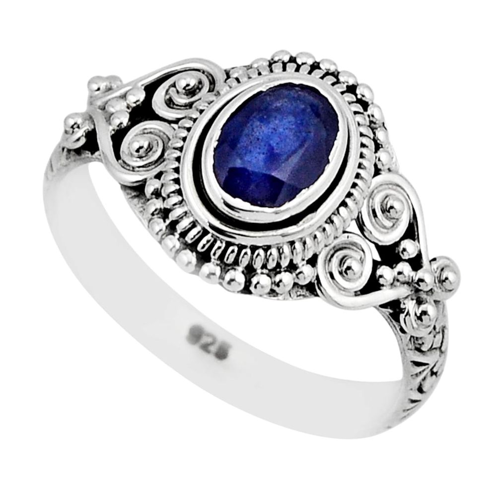 1.53cts faceted natural blue iolite 925 sterling silver ring size 7.5 y55093
