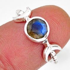 0.99cts faceted natural blue labradorite 925 sterling silver ring size 6 y80759